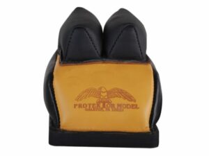 Protektor Deluxe Double Stitched Mid-Ear Rear Shooting Rest Bag with Heavy Doughnut Bottom Leather Black and Yellow Filled For Sale