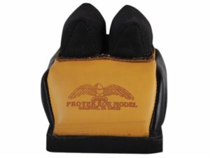 Protektor Deluxe Double Stitched Mid-Ear Rear Shooting Rest Bag with Heavy Doughnut Bottom Leather and Cordura Black and Yellow Filled For Sale
