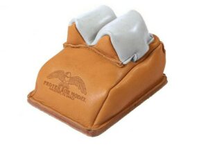 Protektor Super Slick Silver Bunny Ear Rear Shooting Rest Bag with Heavy Bottom Leather Tan Filled For Sale