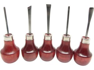 Ramelson 107R 5-Piece Small Woodcarving Tool Set with Palm-Style Handles For Sale