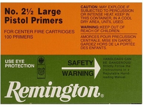 Remington Large Pistol Primers #2-1/2 Box of 1000 (10 Trays of 100) For Sale