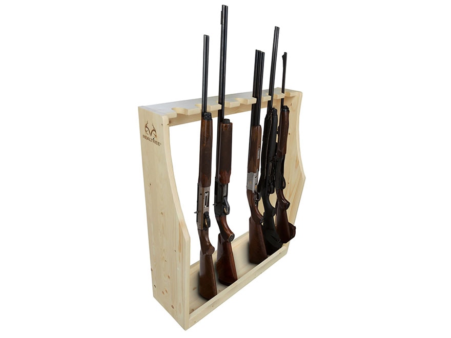Rush Creek Creations Realtree 7 Gun Free Standing Floor Rack Solid Pine For Sale