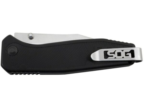 SOG Flare Folding Knife 3.5″ Clip Point 8Cr13MoV Stainless Satin Blade Glass Reinforced Nylon (GRN) Handle Black For Sale