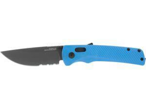 SOG Flash AT Folding Knife 3.39″ Partially Serrated Drop Point Cryo D2 TiNi Blade Glass Reinforced Nylon (GRN) Handle Cyan For Sale