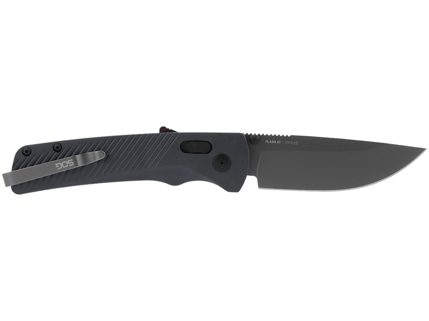 SOG Flash AT Folding Knife 3.4″ Drop Point Cryo D2 Black Blade Glass Reinforced Nylon (GRN) Handle Urban Gray For Sale