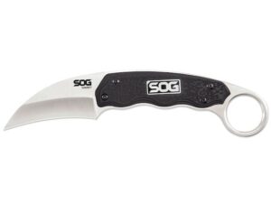 SOG Gambit Fixed Blade Knife 2.58″ Drop Point 7Cr17MoV Steel Blade GRN Handle Black For Sale