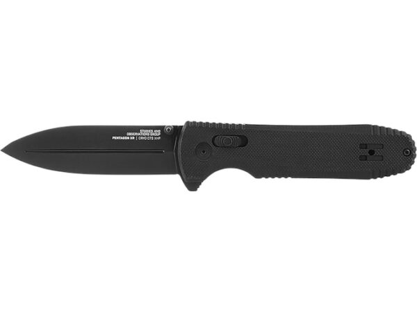 SOG Pentagon XR LTE Folding Knife 3.6″ Spear Point Carpenter CTS XHP Alloy Steel Black Blade G-10 Handle Blackout For Sale