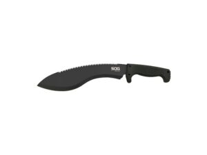 SOG SOGfari Kukri Machete 12″ 3CR13 Black Stainless Steel Blade Kraton Handle Black For Sale