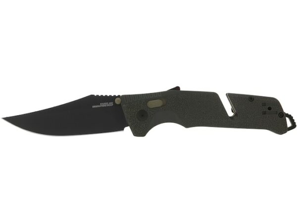 SOG Trident AT Folding Knife 3.7″ Clip Point Cryo D2 TiNi Blade Glass Reinforced Nylon (GRN) Handle Olive Drab For Sale