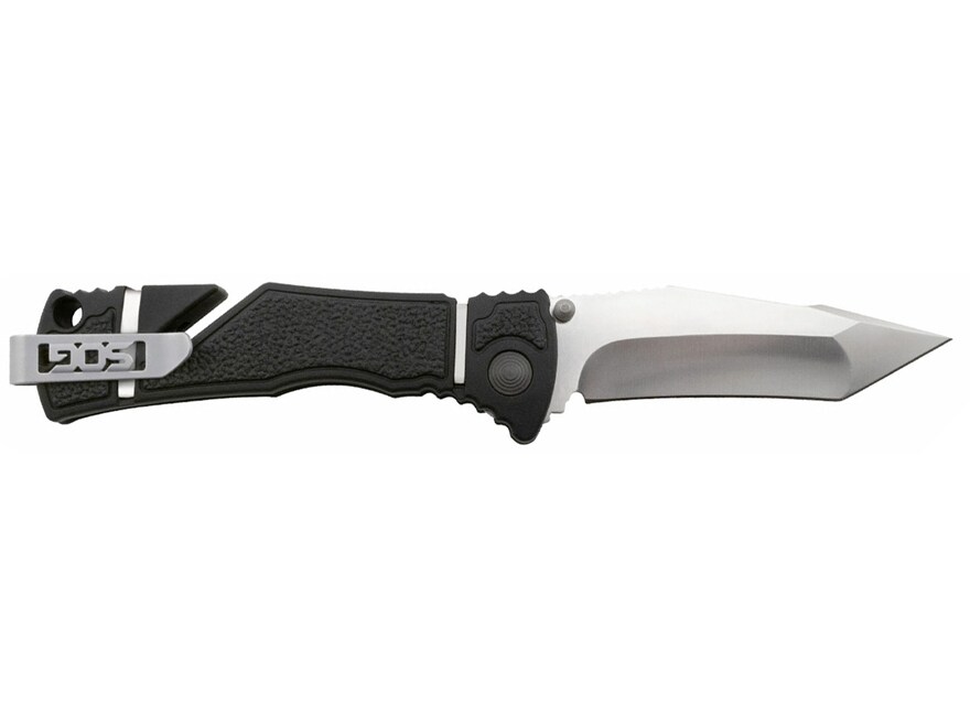 SOG Trident Elite Folding Knife 3.7″ Tanto Point AUS-8A Stainless Satin Blade Glass Reinforced Nylon (GRN) Handle Black- Blemished For Sale