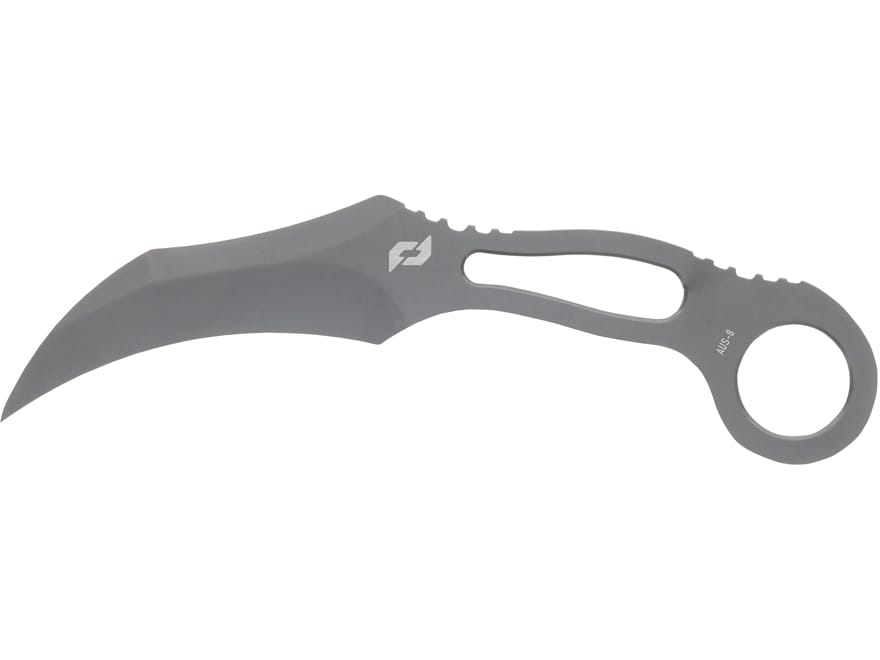 Schrade Boneyard CLR Fixed Blade Knife 2.8″ Karambit AUS-8 Stainless Titanium Nitride Blade Stainless Steel Handle Gray For Sale