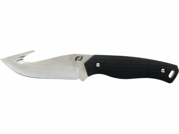 Schrade Exertion GH Fixed Blade Knife 4″ Drop Point with Gut Hook AUS-10 Satin Blade Kraton Handle Black For Sale