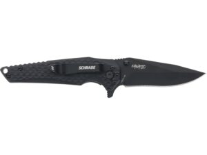 Schrade Fanatic Folding Knife 3.13″ Clip Point AUS-8 Stainless Black Oxide Blade G-10 Handle Black For Sale