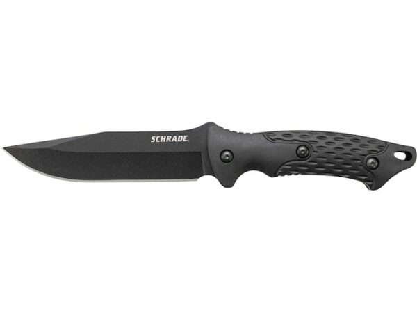 Schrade Full Tang Fixed Blade Hunting Knife 4.9″ Black Clip Point 8Cr13MoV Stainless Steel Blade TPE Handle Black For Sale