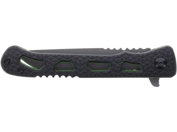 Schrade INERT Clr Tanto Folding Knife 3.5″ Partially Serrated Tanto Point AUS-10 Titanium Nitride Blade Aluminum Handle Black For Sale