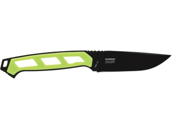 Schrade Isolate DP Fixed Blade Knife 4″ Drop Point AUS-10 Black Oxide Blade Rubber Overmold Handle Green For Sale