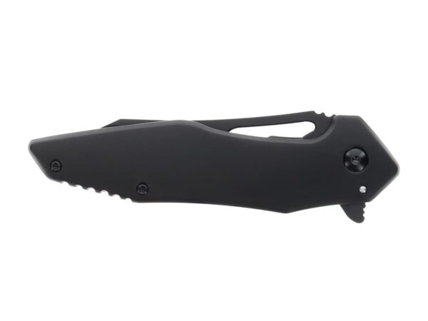 Schrade Killer Whale Folding Knife 3.5″ Modified Wharncliffe AUS-10 Black Oxide Blade Aluminum Handle Black For Sale
