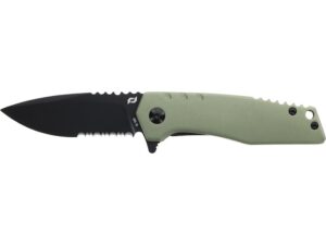 Schrade Outback Folding Knife 2.75″ Partially Serrated Drop Point AUS-10 Black Oxide Blade Aluminum Handle OD Green For Sale