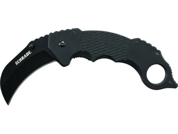 Schrade SCH110 Folding Tactical Knife 3.15″ Karambit 9Cr18MoV Steel Blade G-10 Handle Black For Sale