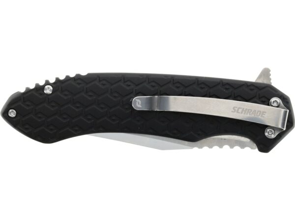 Schrade Scramble Folding Knife 3.5″ Drop Point Recurve AUS-10 Satin Blade Aluminum Handle Black For Sale