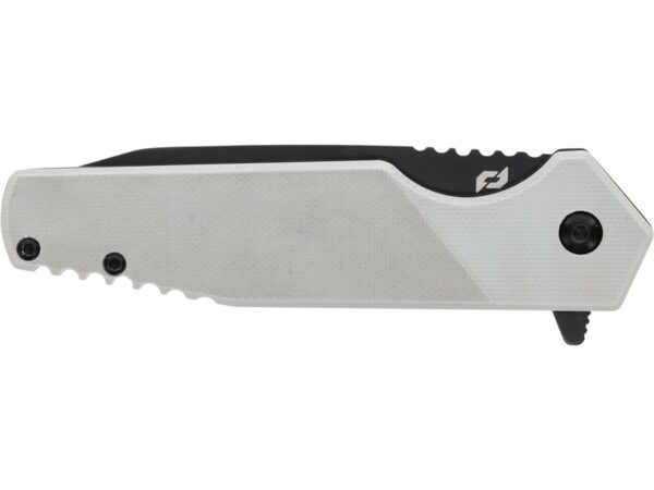 Schrade Shudder Folding Knife 3.5″ Partially Serrated Tanto Point AUS-10 Black Oxide Blade Aluminum Handle Gray For Sale