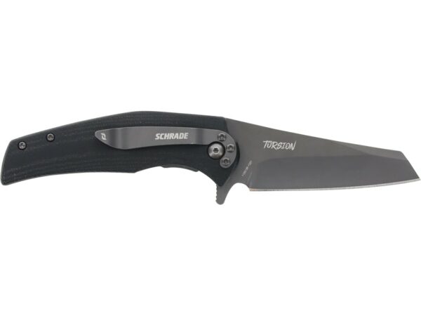Schrade Torsion Folding Knife 3.25″ Reverse Tanto AUS-8 Stainless Titanium Nitride Blade G-10 Handle Black For Sale