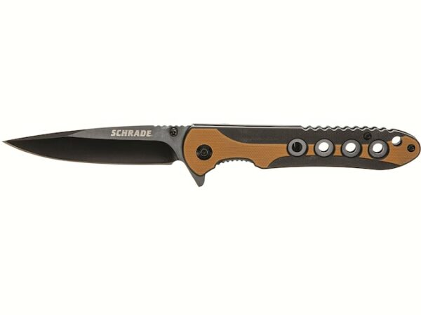Schrade Ultra Glide Folding Knife 3.5″ Clip Point 3Cr13MoV Stainless Black Blade G-10 Handle Tan For Sale