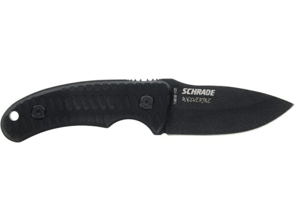 Schrade Wolverine Mini Fixed Blade Knife 2.75″ Drop Point 65MN Carbon Teflon Coated Blade G-10 Handle Black For Sale