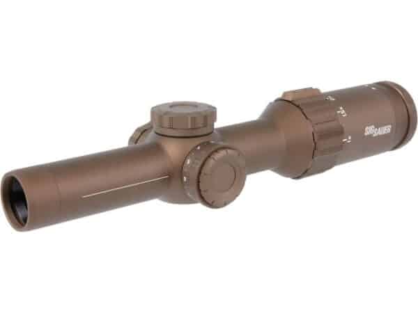 Sig Sauer Tango6 Rifle Scope 30mm Tube 1-6x 24mm 1/5 MRAD Adjustments First Focal Illuminated DWLR6 Reticle Flat Dark Earth For Sale