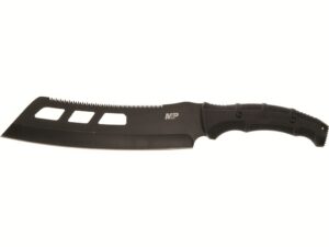 Smith & Wesson 1117208 Fixed Blade Knife 10″ Spine Serrated Cleaver 420 Stainless Black Blade Rubber Overmold Handle Black For Sale