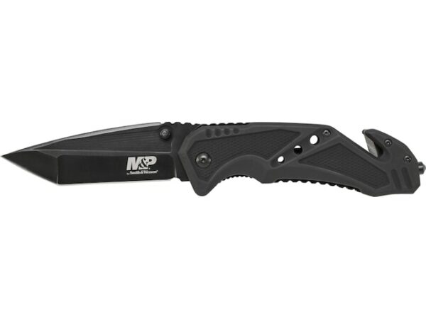 Smith & Wesson M&P Folding Pocket Knife 3.8″ Tanto Point 7Cr17MoV High Carbon Stainless Steel Blade Aluminum Handle Black For Sale