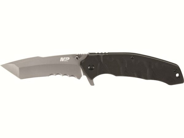 Smith & Wesson M&P Special Ops Folding Knife 4″ Partially Serrated Tanto Point 8Cr13MoV Stainless Gray Blade G-10 Handle Black For Sale