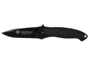 Smith & Wesson S.W.A.T. Folding Pocket Knife 3.2″ Drop Point 4034 Black Stainless Steel Blade Aluminum Handle Black For Sale