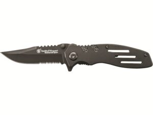 Smith & Wesson SWA24S Extreme Ops Liner Lock Folding Knife 3.1″ Partially Serrated Clip Point 7Cr17MoV Stainless Black Oxide Blade Aluminum Handle Black For Sale