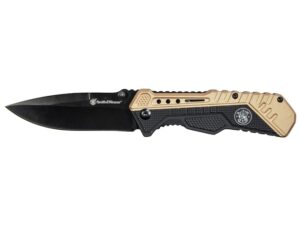 Smith & Wesson SWSA11 Assisted Opening Folding Knife 3.5″ Drop Point 8Cr13MoV Stainless Steel Blade Rubberized Aluminum Handle Black/Flat Dark Earth For Sale