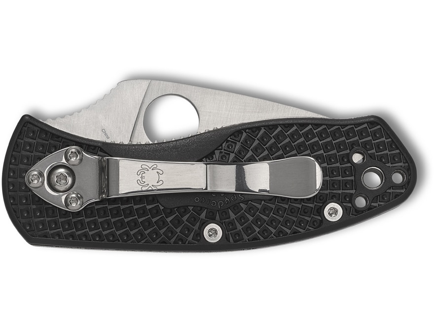 Spyderco Ambitious Lightweight Folding Knife 2.43″ Leaf 8Cr13MoV Stainless Satin Blade Fiberglass Reinforced Nylon (FRN) Handle Black For Sale