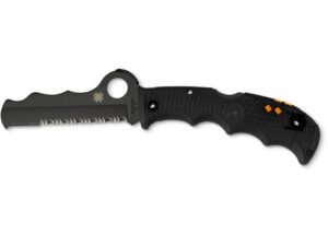 Spyderco Assist Assisted Opening Folding Knife 3.687″ Black Sheepsfoot Point Partially Serrated VG-10 Stainless Steel Blade FRN Handle Black For Sale