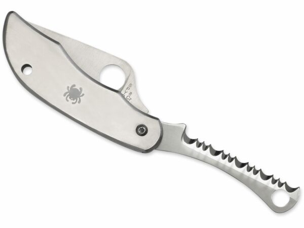 Spyderco ClipiTool with Serrated Blade Folding Knife 2.02″ Leaf 8Cr13MoV Stainless Satin Blade Stainless Steel Handle Silver- Blemished For Sale
