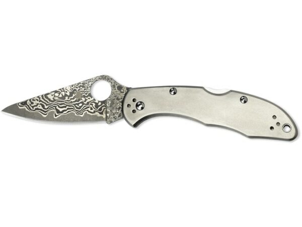 Spyderco Delica 4 Folding Knife 2.9″ Drop Point VG-10 Damascus Blade Titanium Handle For Sale