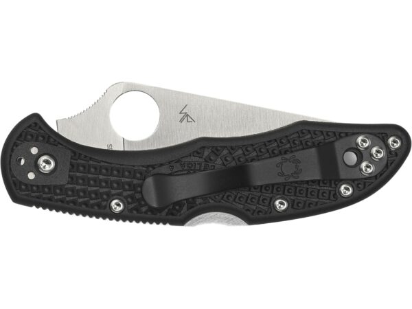 Spyderco Delica 4 Thin Red Line Folding Knife 2.9″ Partially Serrated Drop Point VG-10 Satin Blade Fiberglass Reinforced Nylon (FRN) Handle Black For Sale