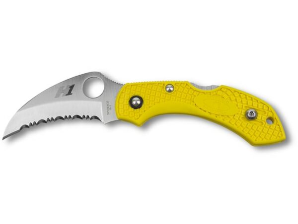 Spyderco Dragonfly 2 Folding Knife 2.3″ Serrated Hawkbill H-1 Stainless Steel Blade FRN Handle Yellow For Sale