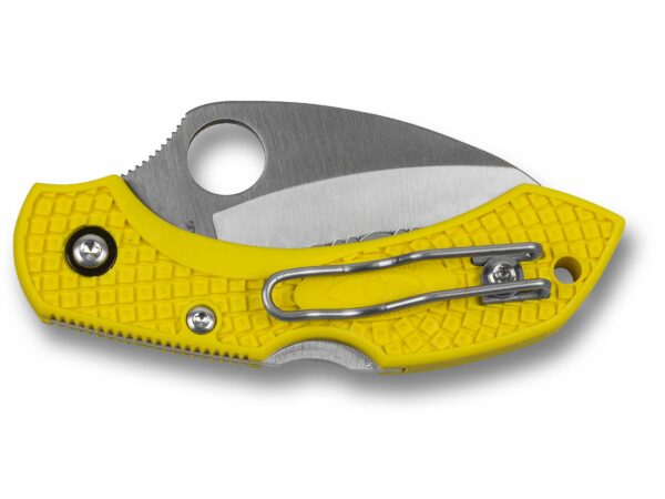 Spyderco Dragonfly 2 Folding Knife 2.3″ Serrated Hawkbill H-1 Stainless Steel Blade FRN Handle Yellow For Sale