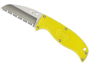 Spyderco Enuff Lightweight Salt Fixed Blade Knife 2.75″ Fully Serrated Sheepsfoot H1 Stainless Satin Blade Fiberglass Reinforced Nylon (FRN) Handle Yellow- Blemished For Sale