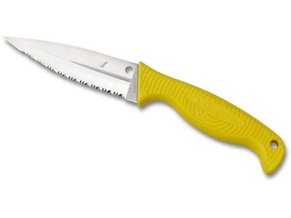 Spyderco Fish Hunter Salt Fixed Blade Knife 4.39″ SpyderEdge Spear Point H-1 Steel Blade FRN Handle Yellow For Sale