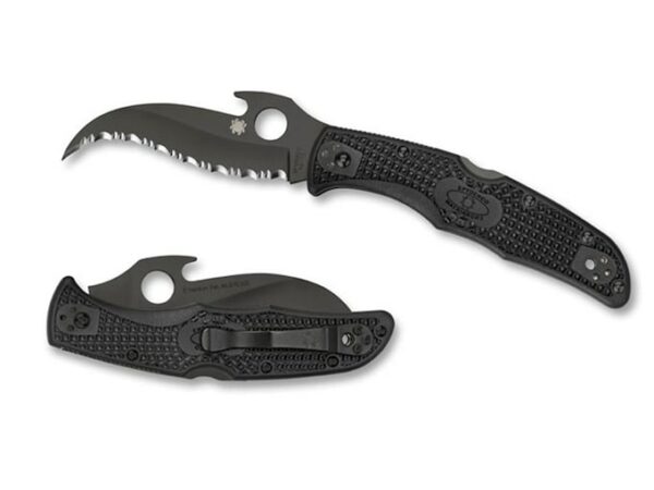 Spyderco Matriarch 2 Folding Pocket Knife 3.57″ Serrated Talon Point Black VG-10 Blade FRN Handle Black For Sale