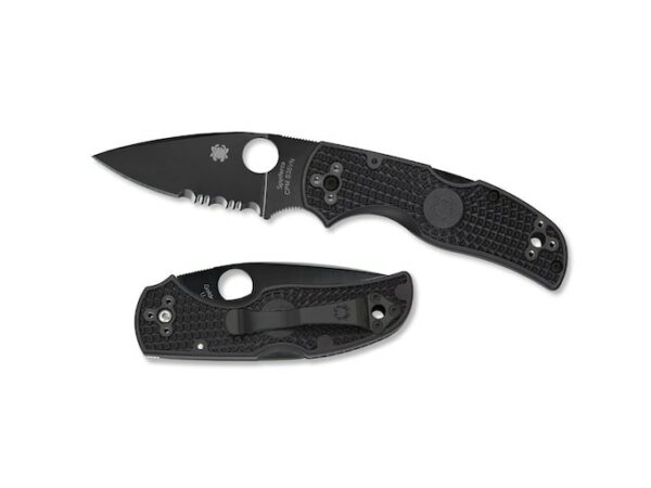 Spyderco Native 5 Folding Pocket Knife 3.10″ Serrated CPM S35VN Black Steel Blade FRN Handle Black For Sale