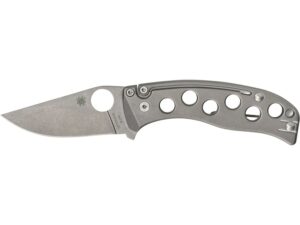 Spyderco PITS Folding Knife 2.97″ Drop Point M390 Satin Blade Titanium Handle Stone For Sale