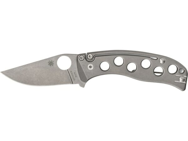 Spyderco PITS Folding Knife 2.97″ Drop Point M390 Satin Blade Titanium Handle Stone For Sale