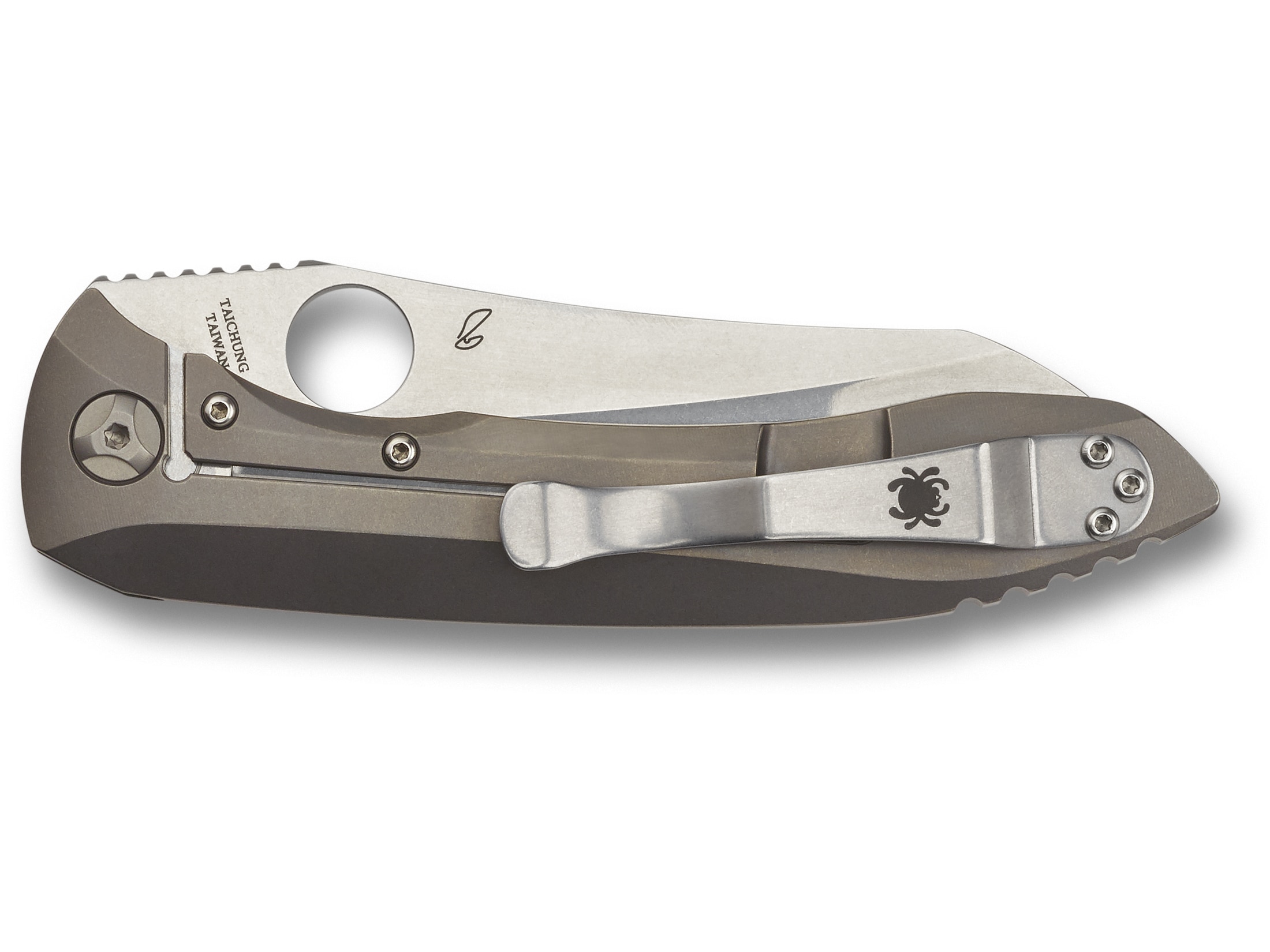 Spyderco Paysan Folding Knife 3.88″ Wharncliffe CPM S90V Stainless Steel Blade Titanium Handle Gray For Sale