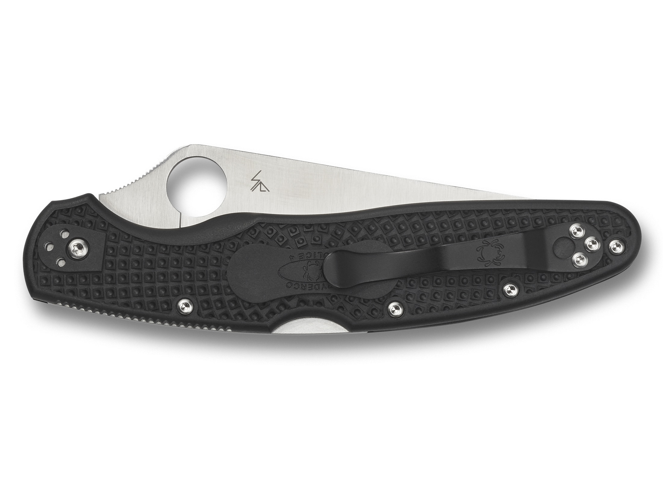 Spyderco Police 4 Lightweight Folding Knife 4.39″ Drop Point VG-10 Stainless Steel Blade FRN Handle Black For Sale